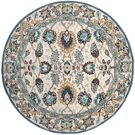 Safavieh 4 x 4 ft. Antiquity Hand Tufted Round Area Rug; Peacock & Blue AT812B-4R